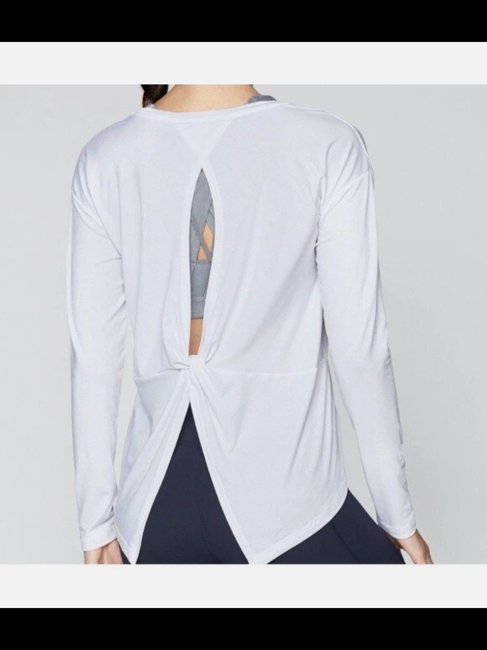 Athleta Essence Twist Open Back Long Sleeve Top White Sz M EUC Workout Top